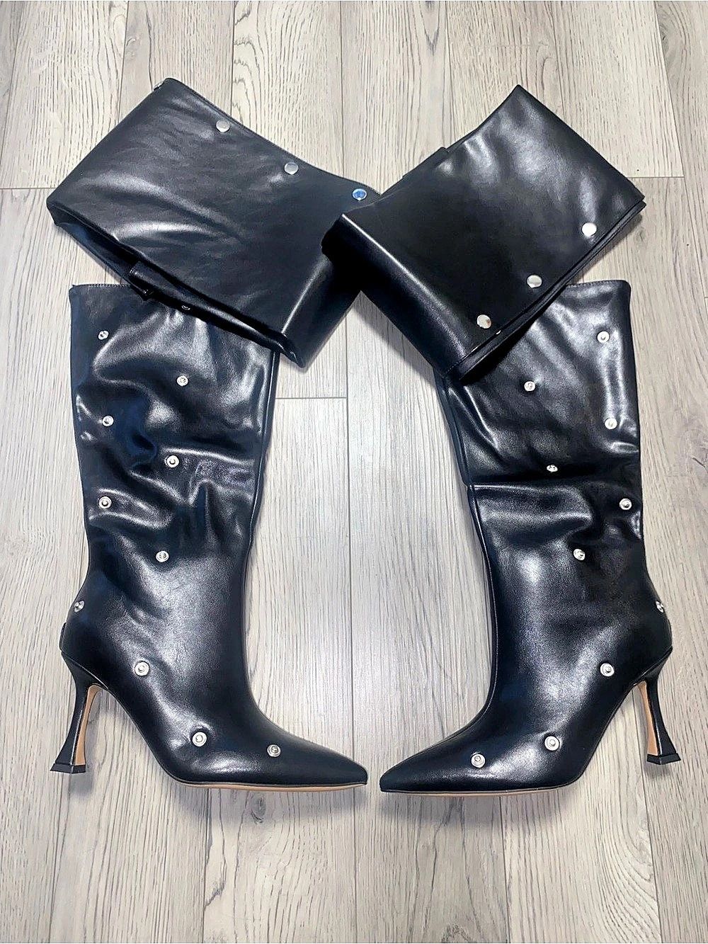Black Studded Over-the-Knee Boots Like New